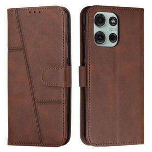 For Motorola Moto G56 5G Stitching Calf Texture Buckle Leather Phone Case(Brown)