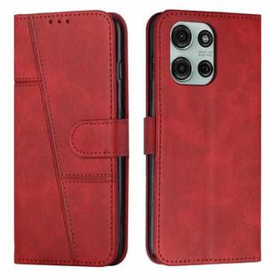 For Motorola Moto G56 5G Stitching Calf Texture Buckle Leather Phone Case(Red)