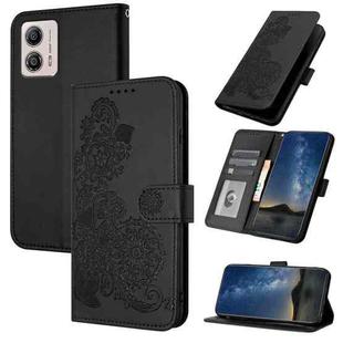 For Motorola Moto G53 Datura Flower Embossed Flip Leather Phone Case(Black)