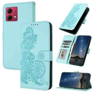 For Motorola Moto G84 5G Datura Flower Embossed Flip Leather Phone Case(Light Blue)