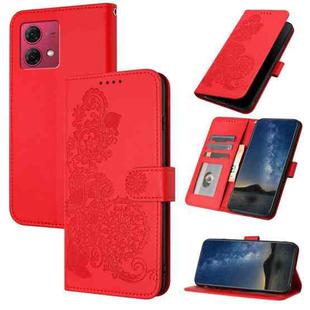 For Motorola Moto G84 5G Datura Flower Embossed Flip Leather Phone Case(Red)