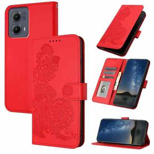 For Motorola Edge 5G 2024 Datura Flower Embossed Flip Leather Phone Case(Red)