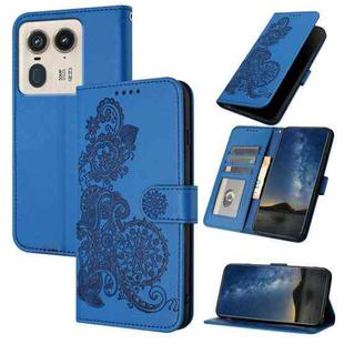 For Motorola Moto X50 Ultra Datura Flower Embossed Flip Leather Phone Case(Blue)