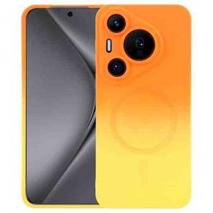 For Huawei Pura 70 Pro Liquid TPU Silicone Gradient MagSafe Phone Case(Orange Yellow)