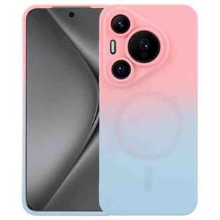 For Huawei Pura 70 Pro Liquid TPU Silicone Gradient MagSafe Phone Case(Pink Blue)