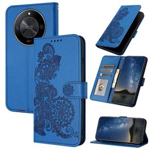 For Honor X50 Datura Flower Embossed Flip Leather Phone Case(Blue)