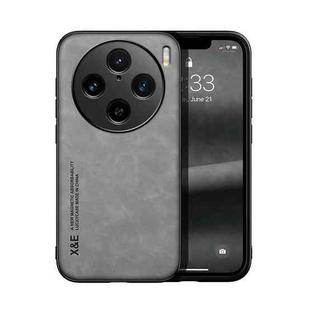 For vivo X100 Pro Skin Feel Magnetic Leather Back Phone Case(Light Grey)