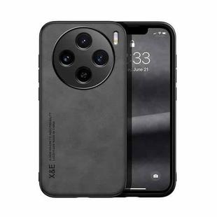 For vivo X100 Skin Feel Magnetic Leather Back Phone Case(Dark Grey)