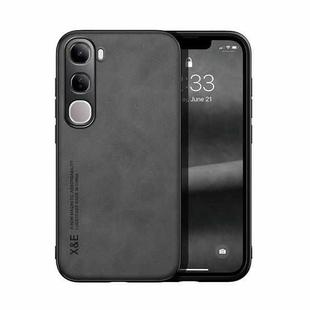 For vivo V40 Lite Skin Feel Magnetic Leather Back Phone Case(Dark Grey)