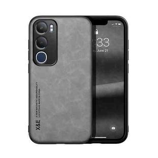 For vivo Y19s Skin Feel Magnetic Leather Back Phone Case(Light Grey)