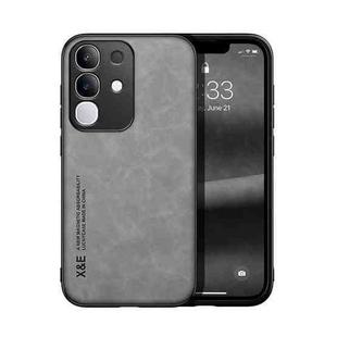 For vivo Y29 4G Skin Feel Magnetic Leather Back Phone Case(Light Grey)