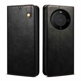 For Huawei Mate 60 Oil Wax Crazy Horse Texture Leather Phone Case(Black)