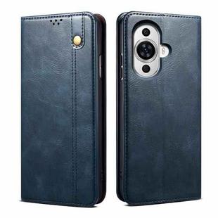 For Huawei nova 12 Pro Oil Wax Crazy Horse Texture Leather Phone Case(Blue)