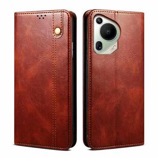 For Huawei Pura 70 Ultra Oil Wax Crazy Horse Texture Leather Phone Case(Brown)