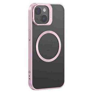 For iPhone 15 USAMS Grid Shadow Series MagSafe Phone Case(Light Pink)