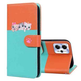 For Motorola Moto G13 Cute Pet Series Color Block Buckle Leather Phone Case(Sky Blue)