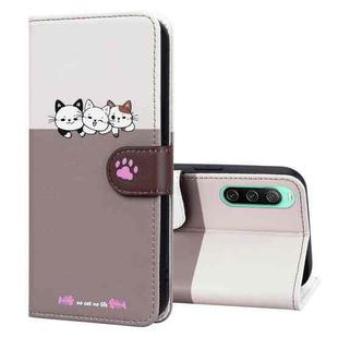 For Sony Xperia 10 IV Cute Pet Series Color Block Buckle Leather Phone Case(Pale Mauve)