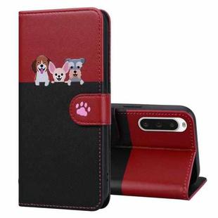 For Sony Xperia 10 V Cute Pet Series Color Block Buckle Leather Phone Case(Black)