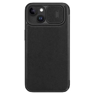 For iPhone 15 NILLKIN QIN Series Pro Plain Leather Phone Case(Black)