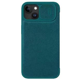 For iPhone 15 NILLKIN QIN Series Pro Plain Leather Phone Case(Green)