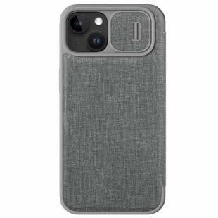 For iPhone 15 NILLKIN QIN Series Pro Fabric Textured Leather Phone Case(Grey)