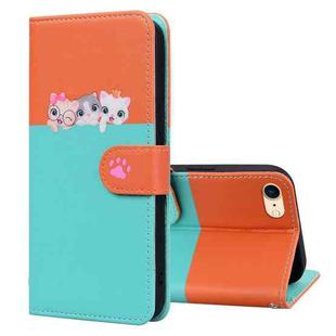 For iPhone SE 2022 / 2020 / 8 / 7 Cute Pet Series Color Block Buckle Leather Phone Case(Sky Blue)