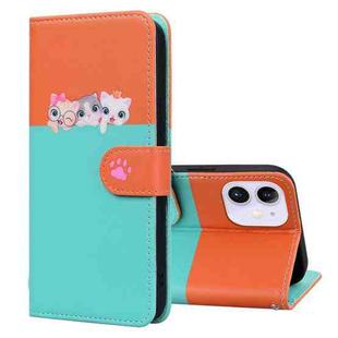 For iPhone 12 / 12 Pro Cute Pet Series Color Block Buckle Leather Phone Case(Sky Blue)