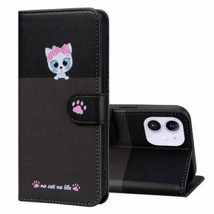 For iPhone 12 mini Cute Pet Series Color Block Buckle Leather Phone Case(Dark Grey)