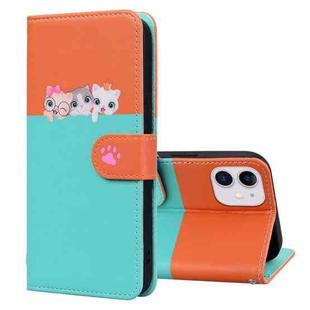 For iPhone 11 Cute Pet Series Color Block Buckle Leather Phone Case(Sky Blue)