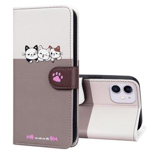 For iPhone 11 Cute Pet Series Color Block Buckle Leather Phone Case(Pale Mauve)