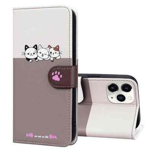 For iPhone 11 Pro Cute Pet Series Color Block Buckle Leather Phone Case(Pale Mauve)