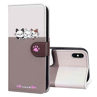 For iPhone X / XS Cute Pet Series Color Block Buckle Leather Phone Case(Pale Mauve)