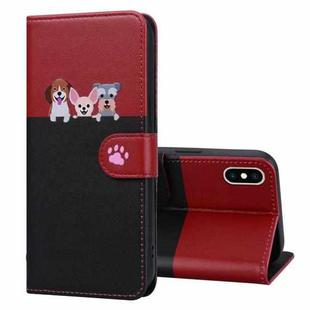 For iPhone X / XS Cute Pet Series Color Block Buckle Leather Phone Case(Black)