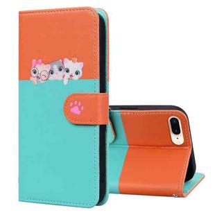 For iPhone 8 Plus / 7 Plus Cute Pet Series Color Block Buckle Leather Phone Case(Sky Blue)