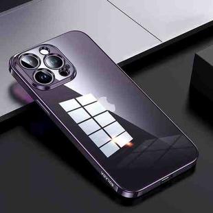 For iPhone 15 Pro Max SULADA Shine Through Series Plating TPU Transparent Phone Case(Dark Purple)