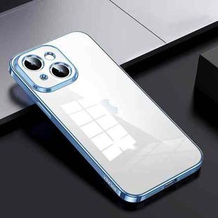 For iPhone 15 Plus SULADA Shine Through Series Plating TPU Transparent Phone Case(Sierra Blue)