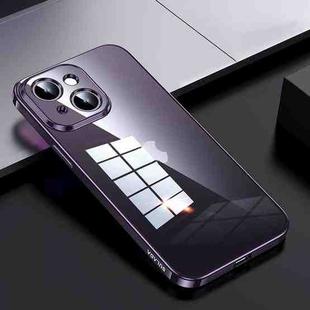 For iPhone 15 SULADA Shine Through Series Plating TPU Transparent Phone Case(Dark Purple)