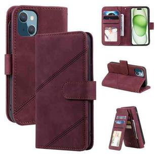 For iPhone 15 Plus Skin Feel Multi-card Wallet Leather Phone Case(Red)