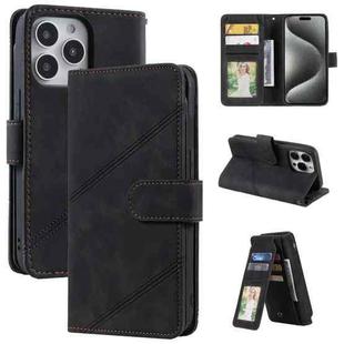 For iPhone 15 Pro Skin Feel Multi-card Wallet Leather Phone Case(Black)