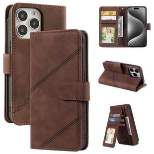 For iPhone 15 Pro Skin Feel Multi-card Wallet Leather Phone Case(Brown)