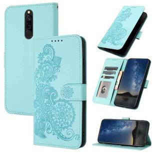 For Xiaomi Redmi 8 Datura Flower Embossed Flip Leather Phone Case(Light blue)