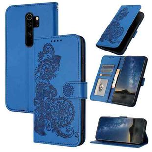 For Xiaomi Redmi Note 8 Pro Datura Flower Embossed Flip Leather Phone Case(Blue)