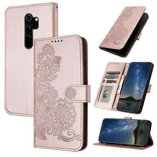 For Xiaomi Redmi Note 8 Pro Datura Flower Embossed Flip Leather Phone Case(Rose Gold)