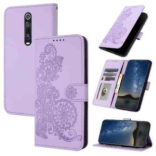 For Xiaomi Redmi K20 Datura Flower Embossed Flip Leather Phone Case(Purple)