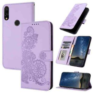 For Xiaomi Redmi 7 Datura Flower Embossed Flip Leather Phone Case(Purple)