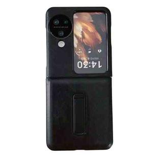 For OPPO Find N3 Flip Crazy Horse Texture PU Shockproof Phone Case with Holder(Black)