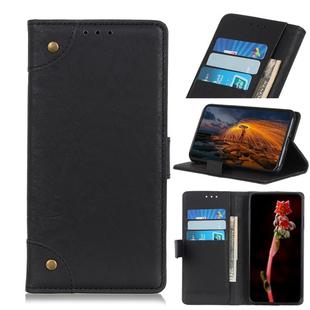 For Xiaomi Redmi 9A Copper Buckle Retro Crazy Horse Texture Horizontal Flip Leather Case with Holder & Card Slots & Wallet(Black)