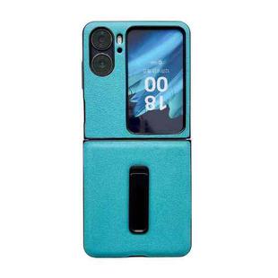 For OPPO Find N2 Flip Litchi Texture PU Shockproof Phone Case with Holder(Blue)