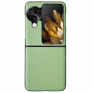 For OPPO Find N3 Flip Morandi Solid Color Leather Texture Phone Case(Green)
