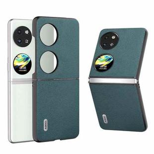 For Huawei P60 Pocket ABEEL Genuine Leather Luolai Series Phone Case(Dark Green)